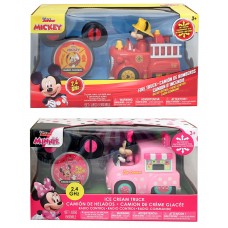 Disney 6" Remote Control Minnie Ice Cream Truck / Mickey Mouse Fire Truck 
