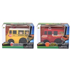 Friction Powered Trucks 6'' Fire rescue & School bus Asst