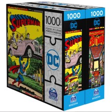 DC Comics, Superman Batman 1000-Piece Jigsaw Puzzle Bundle Classic Retro Comic  with Posters Included